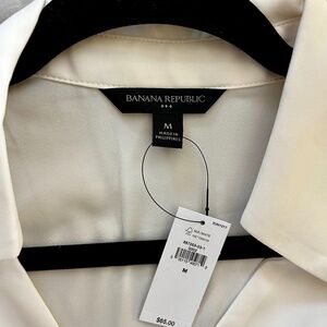 Banana Republic - Collared Bib Top - Cream - Size Medium